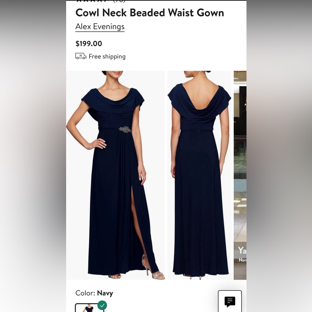 Cowl Neck Beaded Waist Gown